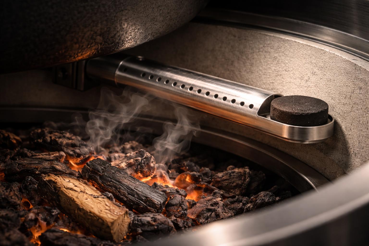 Detalle del cajón AROMA sobre las brasas